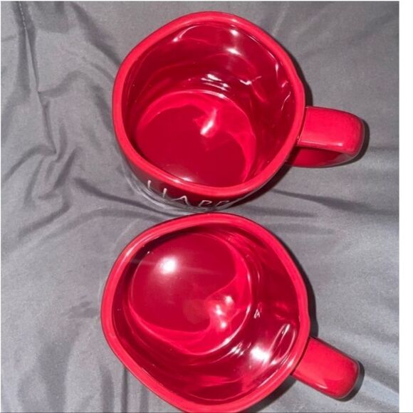 Rae Dunn x 2 Red Large Mugs HAPPY WIFE HAPPY LIFE NEW - Picture 3 of 5